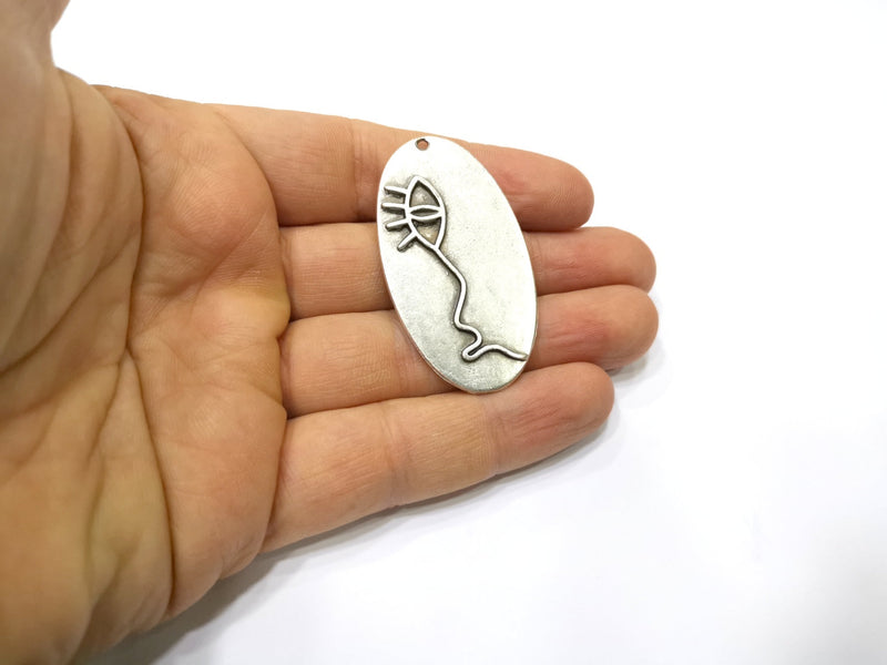 2 Silver Charms Antique Silver Plated Charms (52x28mm)  G17090