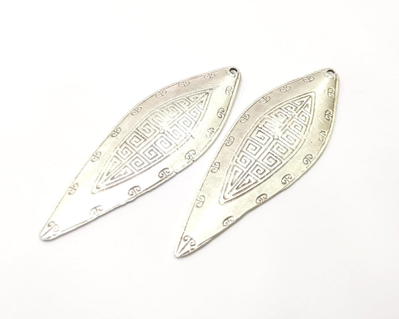 2 Silver Charms Antique Silver Plated Charms (75x24mm)  G17093