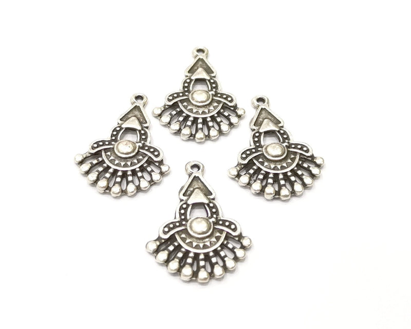 6 Silver Charms Antique Silver Plated Charms (25x18mm)  G17098