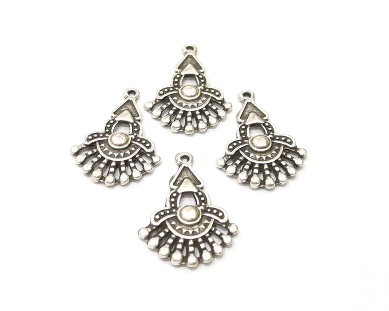 6 Silver Charms Antique Silver Plated Charms (25x18mm)  G17098