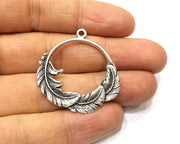 40 Leaf Charms Antique Silver Plated Charms (37mm)  G17099