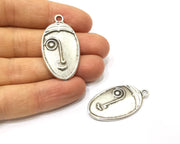 2 Silver Charms Antique Silver Plated Charms (38x21mm)  G17101