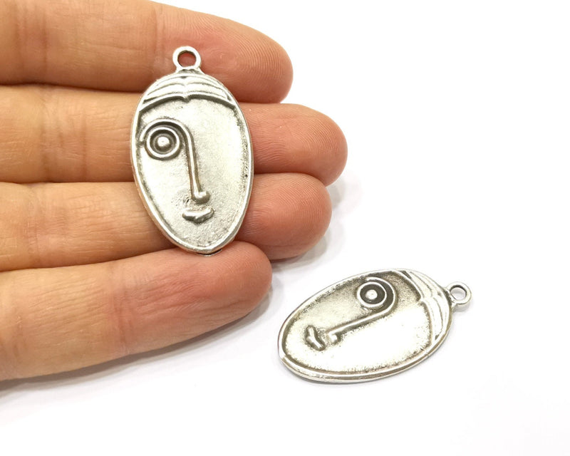 2 Silver Charms Antique Silver Plated Charms (38x21mm)  G17101