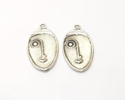 2 Silver Charms Antique Silver Plated Charms (38x21mm)  G17101
