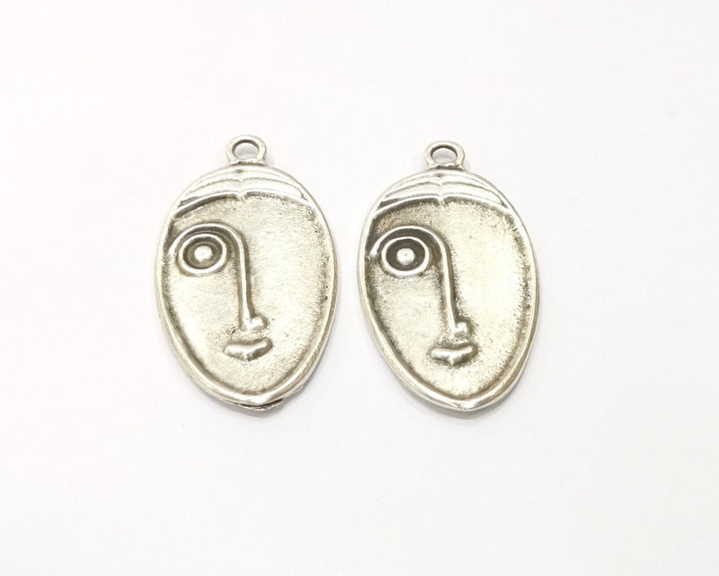 2 Silver Charms Antique Silver Plated Charms (38x21mm)  G17101