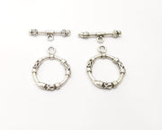4 sets Toggle Clasps Antique Silver Plated Toggle Clasp Findings 25x20mm+23x6mm  G17107