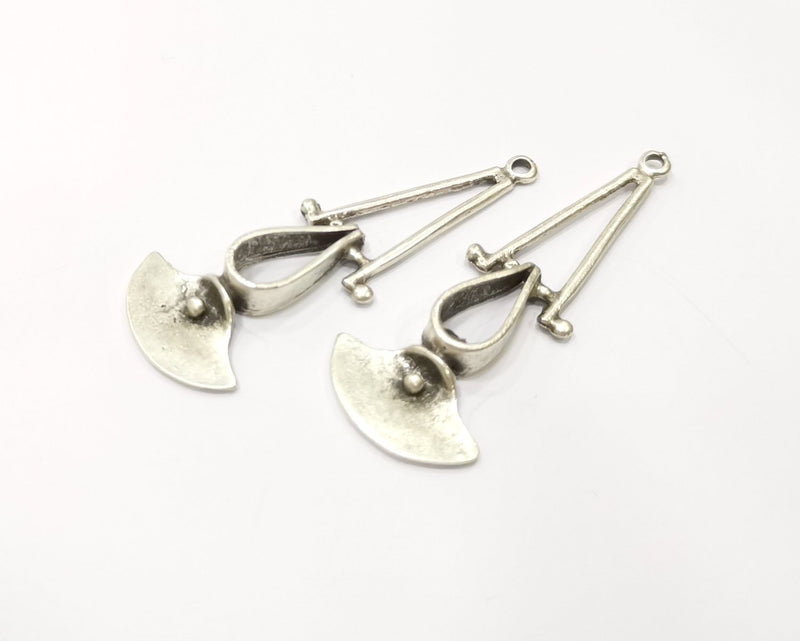 2 Silver Charms Antique Silver Plated Charms (66x24mm)  G17109