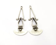 2 Silver Charms Antique Silver Plated Charms (66x24mm)  G17109