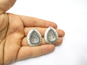 2 Silver Charms Antique Silver Plated Charms (34x27mm)  G17112