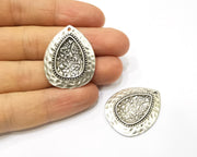 2 Silver Charms Antique Silver Plated Charms (34x27mm)  G17112