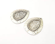 2 Silver Charms Antique Silver Plated Charms (34x27mm)  G17112