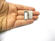 2 Silver Pendant Blank Base inlay Blank Resin Bezel Mosaic Mountings Antique Silver Plated Metal (25x10 mm blank )  G17630