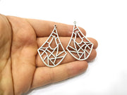 2 Silver Charms Antique Silver Plated Charms (52x35mm)  G17516
