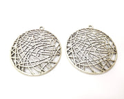 2 Silver Charms Antique Silver Plated Charms (48mm)  G17517