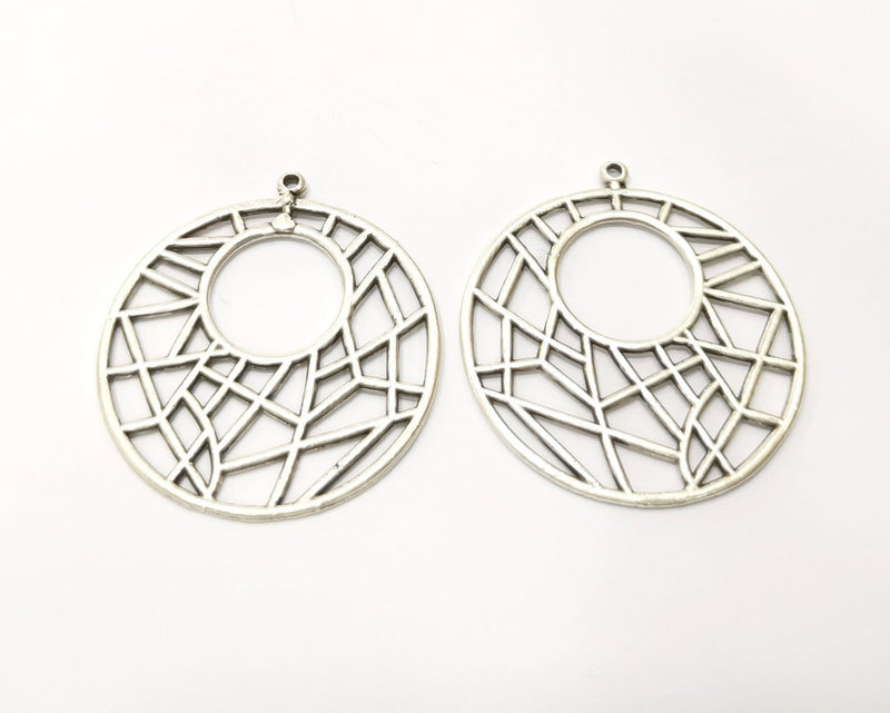 2 Silver Charms Antique Silver Plated Charms (39mm)  G17518