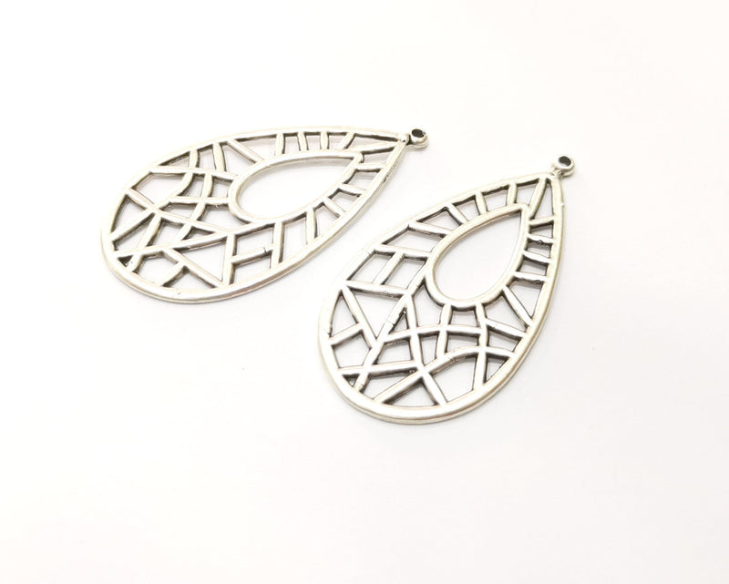 2 Silver Charms Antique Silver Plated Charms (52x27mm)  G17519