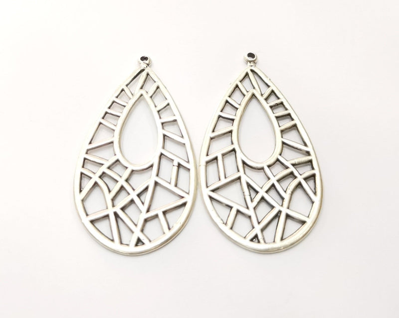 2 Silver Charms Antique Silver Plated Charms (52x27mm)  G17519