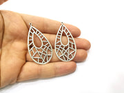 2 Silver Charms Antique Silver Plated Charms (52x27mm)  G17519