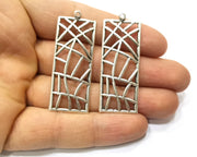 2 Silver Charms Antique Silver Plated Charms (50x18mm)  G17520