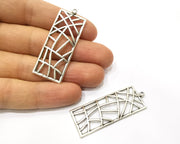 2 Silver Charms Antique Silver Plated Charms (50x18mm)  G17520