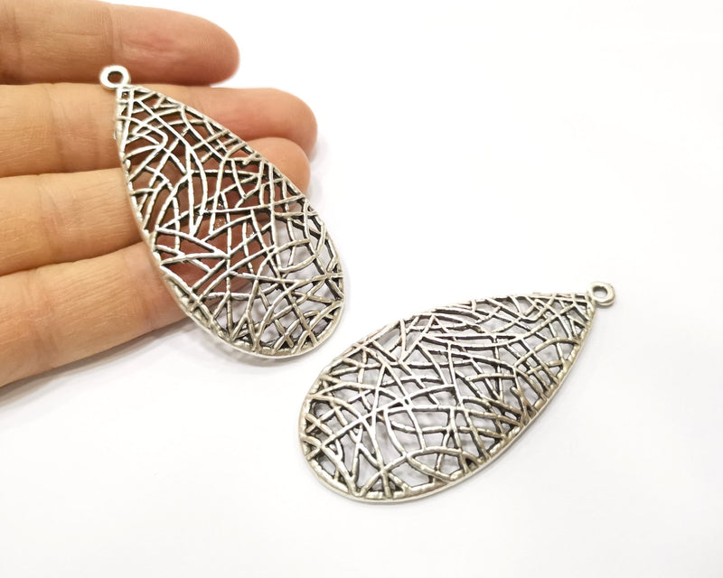 2 Silver Charms Antique Silver Plated Charms (72x34mm)  G17521