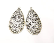 2 Silver Charms Antique Silver Plated Charms (72x34mm)  G17521