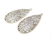 2 Silver Charms Antique Silver Plated Charms (72x34mm)  G17521