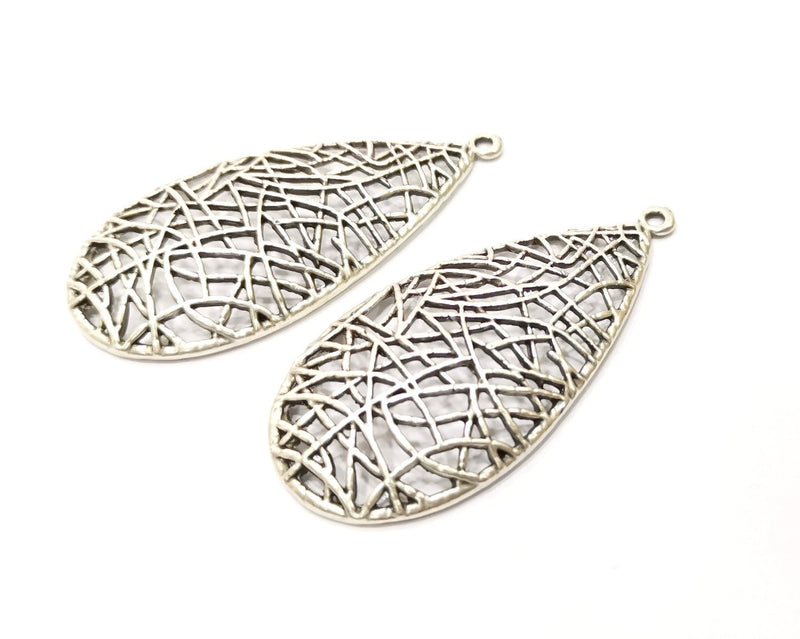 2 Silver Charms Antique Silver Plated Charms (72x34mm)  G17521