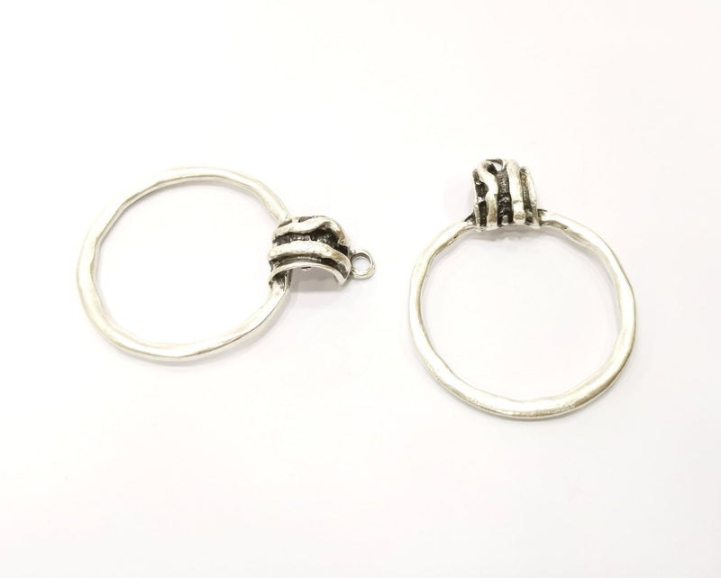 2 Silver Charms Antique Silver Plated Charms (48x36mm)  G17523