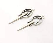 2 Silver Charms Antique Silver Plated Charms (56x16mm)  G17524