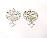 2 Silver Charms Antique Silver Plated Charms (47x34mm)  G17526