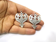 2 Silver Charms Antique Silver Plated Charms (47x34mm)  G17526