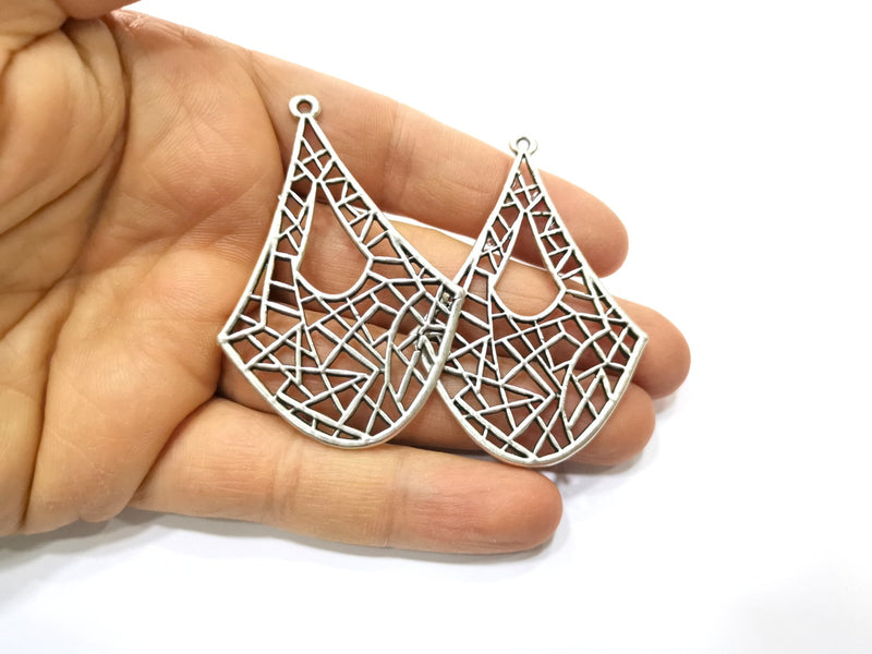 2 Silver Charms Antique Silver Plated Charms (62x42mm)  G17527