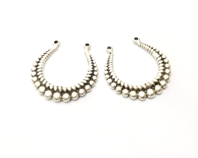 4 Silver Charms Antique Silver Plated Charms (32x31mm)  G17531