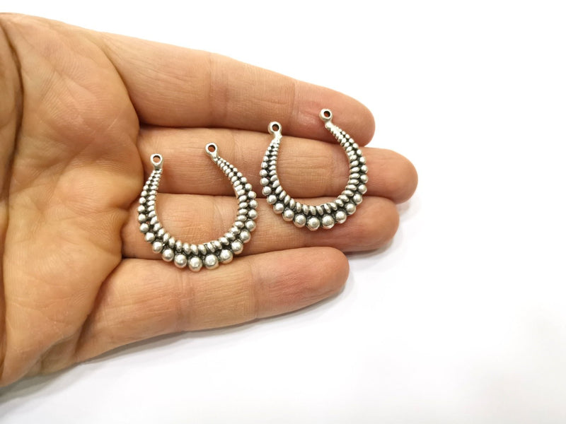 4 Silver Charms Antique Silver Plated Charms (32x31mm)  G17531