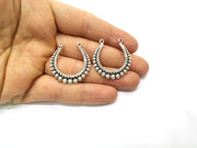 4 Silver Charms Antique Silver Plated Charms (32x31mm)  G17531