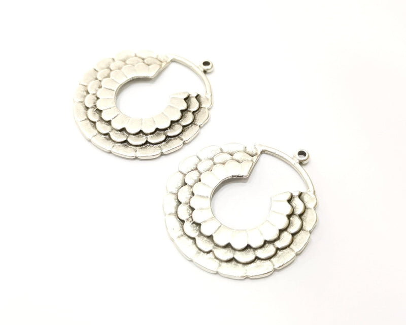 2 Silver Charms Antique Silver Plated Charms (34mm)  G17533