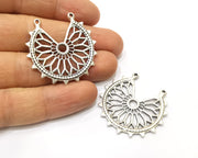 2 Silver Charms Antique Silver Plated Charms (37x36mm)  G17536