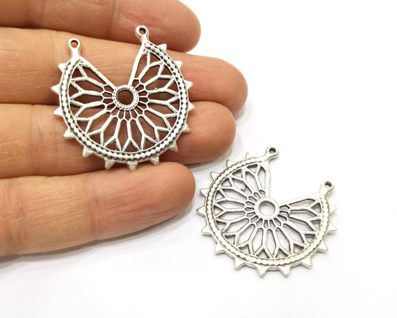 2 Silver Charms Antique Silver Plated Charms (37x36mm)  G17536