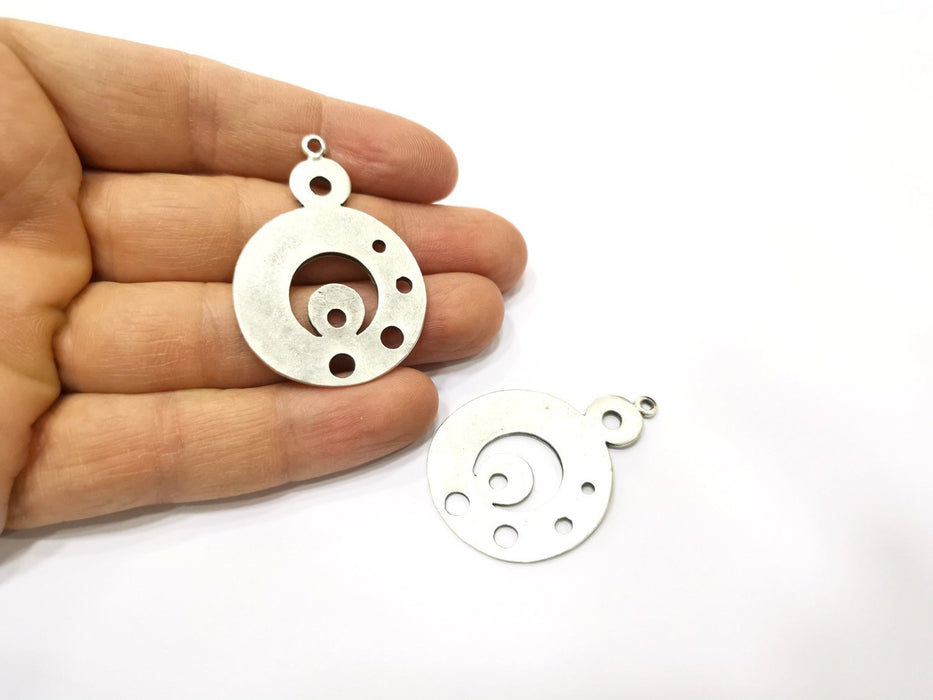 2 Silver Charms Antique Silver Plated Charms (46x33mm)  G17539