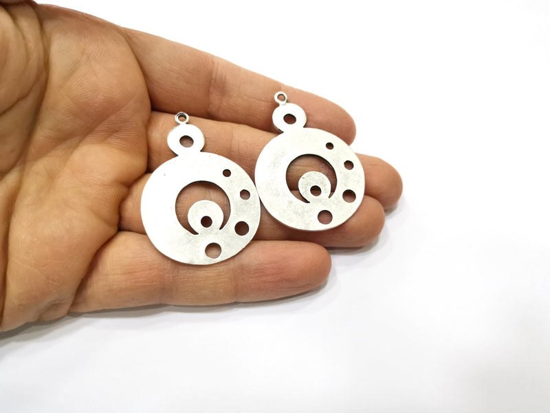 2 Silver Charms Antique Silver Plated Charms (46x33mm)  G17539