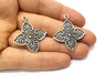 2 Silver Charms Antique Silver Plated Charms (37x32mm)  G17540