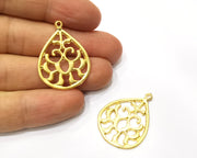 2 Gold Charms Gold Plated Charms  (32x23mm)  G17541