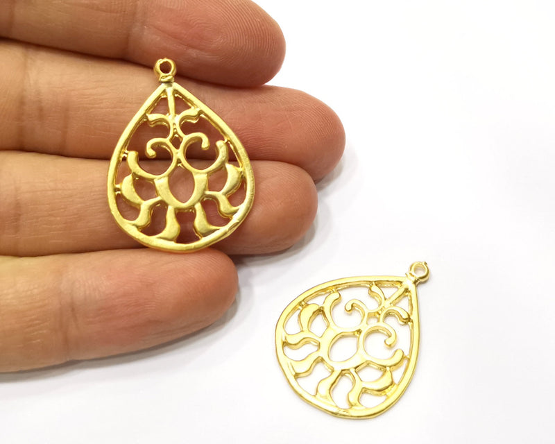 2 Gold Charms Gold Plated Charms  (32x23mm)  G17541