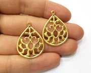 2 Gold Charms Gold Plated Charms  (32x23mm)  G17541