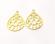 2 Gold Charms Gold Plated Charms  (32x23mm)  G17541