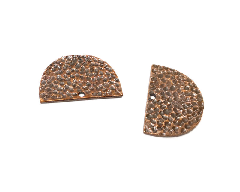 2 Hammered Semi Circle Charm Antique Copper Charm (30x20mm) G17555