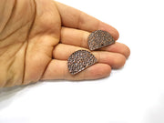 2 Hammered Semi Circle Charm Antique Copper Charm (30x20mm) G17555