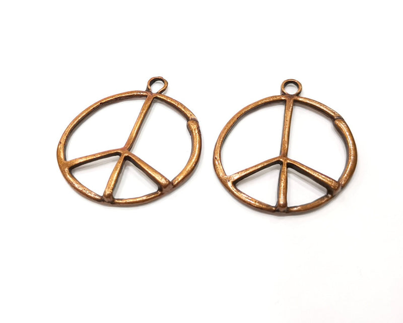 4 Peace Charm Antique Copper Charm (36x32mm) G17557