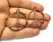 4 Peace Charm Antique Copper Charm (36x32mm) G17557